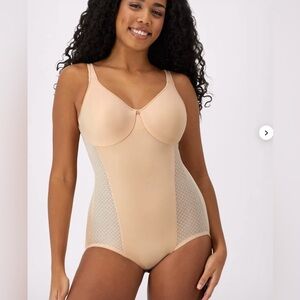 Bali Beige Firm Control Body Shaper One Piece with Vintage-Inspired Design NWT